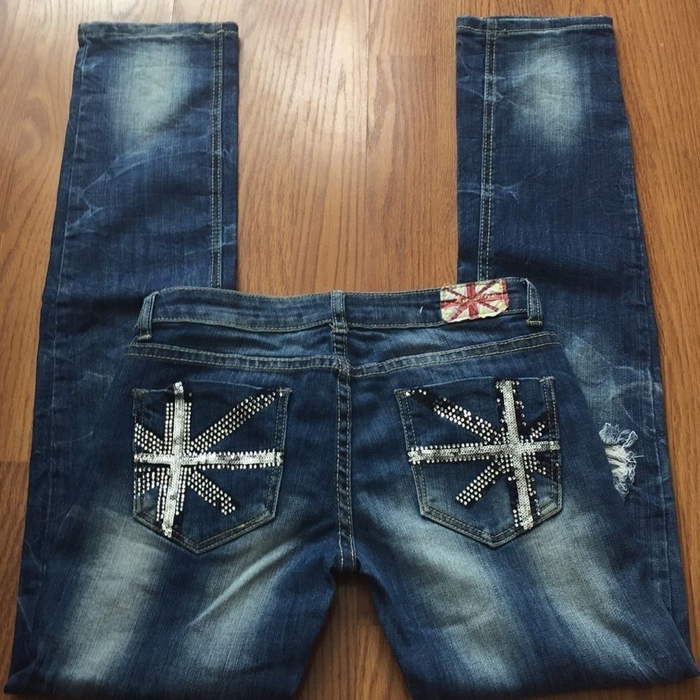 Machine destroyed jeans sz 29/7